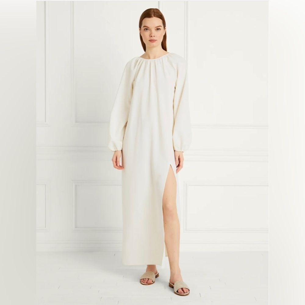 NWT Hill House Simone Maxi Dress Ivory Coconut Milk Open Back Slit XXL - Picture 6 of 15